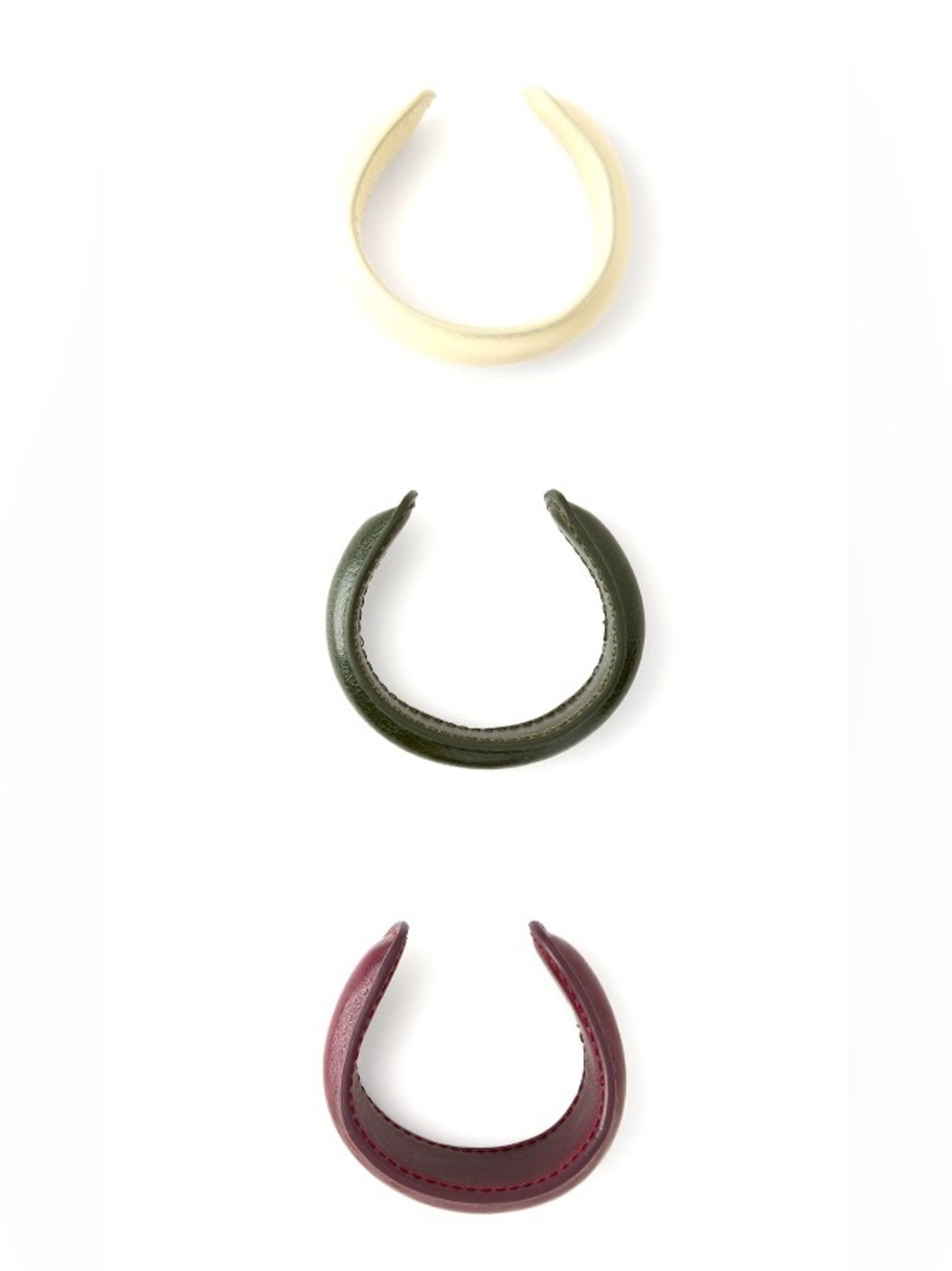 Zara Leather Olive Green, Cream & Burgundy Cuff Bracelet Set - Picture 4 of 4